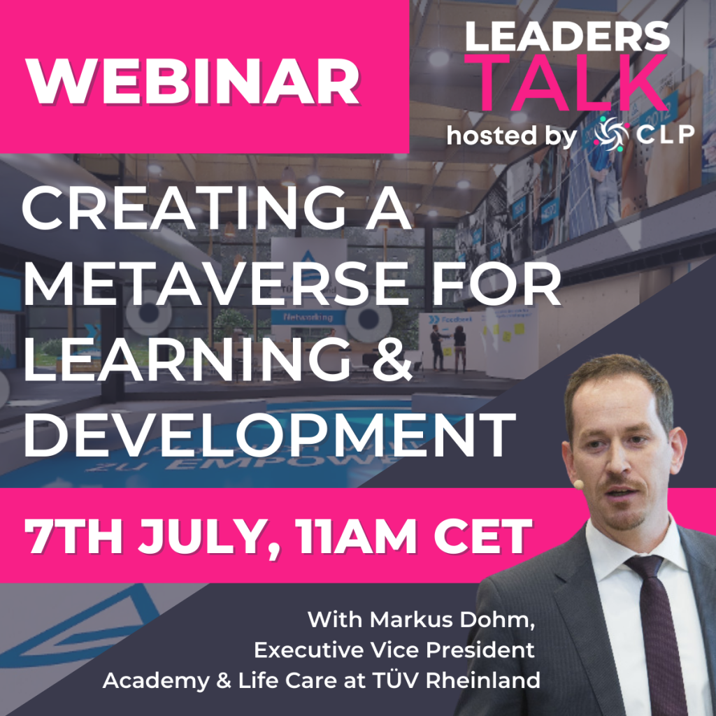 an image promoting the leadership development webinar: creating a metaverse for learning and development 